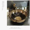 Fabbrica di Jingdezhen a forma di fiore direttamente in ceramica dipinta a mano lavabo lavelli da bagno nero con motivo orobuona quantità Oiotd