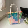 Bolsas de noite 2022 bolsa de ombro para mulheres verão laser bolsa transparente feminina novo balde de compras para todos os jogos J230625