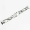 Uhrenarmbänder, 22 mm, Edelstahl, gebogenes Ende, Perlen-Reis-Band, passend für SKX 007 Deli22