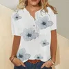 Женские блузки красивые вершины 2023 для женщин с коротким рукавом летняя модная печатная рубашка на пуговица