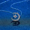 Strängar strängar verkliga VVS1 -halsband för kvinnor 925 Sterling Silver Moon Star 0.5 CT GRA Diamond Pendant Bridal Fine Jewelry 230625