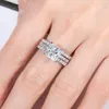Pierścień Solitaire anujewel 3ct Princess Cut D Zestaw kolorów ślubnych luksusowe zaręczyny srebrne pierścienie z grą hurtową 230625