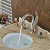 Bathroom Sink Faucets Uythner Ly Luxury Swan Style Basin Faucet Nickel Brushed Mixer Tap Crystal Handles