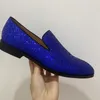 Bleu Royal hommes paillettes chaussures de luxe mode paillettes mocassins hommes chaussures habillées sans lacet hommes appartements fête et chaussures de mariage