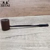 Smoking Pipes Black sandalwood straight pipe, long pole, portable dry pipe, old-fashioned wooden men's smoking bag, pot