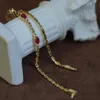 Bedelarmbanden Nieuwe lichte luxe zilveren ingelegde robijnrode diamanten armband voor vrouwen kettingbedel fijne sectie prachtige hoogwaardige verlovingssieradenHKD2306925