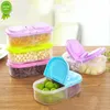 New Plain Double Compartment With Lid Food Fruit Sealing Jar Multifunctional Kitchen Refrigerator Plastic Storage Box Storage Tool