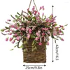 Decorative Flowers Wreaths For Front Door 17.7 In Realistic Hydrangea Artificial Decor Flower Lavender With Baskets Spring Wreath