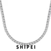 ネックレスShipei 925スターリングシルバー24 mmホワイトサファイアジェムストーンヒップホップロックテニスチェーンネックレスファインジュエリー卸売