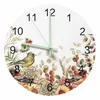 Orologi da parete Foglie di eucalipto Dahlia Rose Robin Orologio puntatore luminoso Ornamenti per la casa Rotondo Silenzioso Soggiorno Decorazioni per ufficio