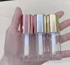 Depolama Şişeleri 6ml Pembe Gümüş Altın Kapak Kozmetik Lipgloss Paketleme Konteyneri Şeffaf Dudak Parlatıcı Sır Büyük Fırça Tube20/50 PCS