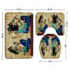 Tapis de bain 3D pharaon égyptien antique, ensemble de 3 pièces, antidérapant, pour douche, salle de bain, tapis de sol, couverture de toilette, produits de salle de bain