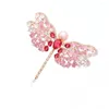 Broszki moda senior przemysł ciężki cyrkon Dragonfly broszka elegancka różowa kolorowa perła kolorowe akcesoria na klatkę piersiową