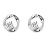 Boucles d'oreilles à tige filetée cercle Zircon 925 en argent Sterling femmes Simple romantique petite amie anniversaire bijoux cadeau