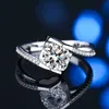 Hoge kwaliteit Gekleurde edelsteen moissanite 1 karaat klassieke ring kleur Mossant diamanten ring 925 sterling zilver Mode-sieraden Verlovingstrouw Ring Valentijnsdag Cadeau