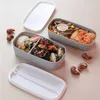 Boîte à lunch portable japonaise Boîte à lunch pour enfants à double couche Boîte à nourriture pour fruits Boîte en plastique simple pour la conservation des aliments Boîte à bento