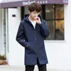 Мужские куртки 2023 Осенняя куртка Мужчина с капюшоном Slim Korean Parka Hombre Long Hoat Кашемир Мужские палаты