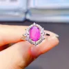 Pierścienie klastra 925 Sterling Silver Natural Purple Pink Różowy Pierścień zaręczynowy Owal
