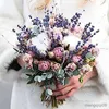 Dried Flowers Hot Natural Lavender Roses Flower Bouquets Bridal And Bridesmaid Handmade Sisters Wedding Mini