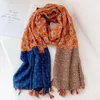 Scarves Women Autumn Cotton Tassel Shawl Aztec Floral Patchwork Style Pashmina Wrap Thick Sun Protection Summer Soft 180 100cm