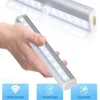 Lâmpadas de parede 10 luzes LED para armário de detecção de movimento humano sem fio para armário noturno/barra de escadas com faixa magnética iluminação de lâmpada para guarda-roupa