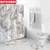 Душевые занавески мраморная водонепроницаемая мягкая ткань набор для ванной комнаты 3D ванная занавеска антискидная крышка туалетной крышки коврик для дома декор 230625