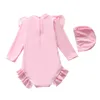 Girl Swimsuit Ruffles Long Sleeve Children's Swimwear 2022 New Princess One Piece Baby Bathing Suit Summer Baby Pool Beach Wear L230625