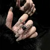 Band Rings Gothic Punk Irregular Spider Webs Zircon Opening Ring Women Black Crystal Dark Animal Rings Hip Hop Fashion Party Finger Jewelry x0625