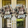 Coroa de flores decorativas para porta de pano pendurável design de cabeça de cachorro sem desbotamento criativo para parede de casamento janela sala de estar