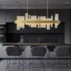 Luminárias pendentes Luz pós-moderna Luxo retangular Sala de jantar Candelabro Latão Acrílico Criativo Balcão de estar