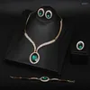 Necklace Earrings Set Sangnuo Green Crystal Dubai For Women Wedding Bridal Ring Bracelet 3 Colors Bride Jewellry