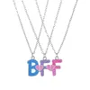 3 Paket Renkli Glitter Kolye BFF Mektup Kolye 3 Çocuk Kız Dostluk Çocuk Takı Hediyeler için