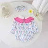 2023 Spring Sister Matching Wear Clothes For Kids Baby Girls Floral Tryckt A-Line Dress and Rumpers With Bowknot Girl Outfits L230625