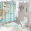 Duschgardiner Starfish Bath Curtain Shell Ocean Beach Print Polyester Vattentät skärm för flickor Pojkegåva med krokar 230625