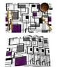 Настольные коврики абстрактный квадрат современный искусство фиолетовое месторождение для столовой посуды кухонная коврик для коврика 4/6 шт.