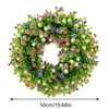 Decorative Flowers Artificial Flower Wreath For Spring Summer Front Door Beautiful 19.6inch Farmhouse Outside Inside Home Room