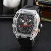 Rellojes relógios 2023 Movimento automático de 6 pinos transparentes R Função luminosa Brand Brand Watch Bracelete Crystal Men's Quartz Law
