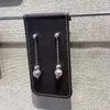 Studörhängen försäljning spanska original mode elektroplätering 925 silver lång tunn pin charm pärla elegant smyckespresent