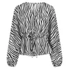 Women's Blouses Fashion Woman Blouse 2023 V-Neck Irregular Stripe Button Up Shirt V Neck Long Sleeve Tops Receiving Waist Shirts