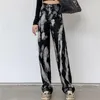 Jeans da donna Retro Tie-dye da donna Inverno Sciolto Stile coreano A vita alta Dritto Gamba larga Madre Fidanzato