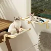 Cat Hammock Sturdy Cat Window Perch Wooden Assembly Hanging Bed Easy Washable Cotton Canvas Multi-Ply Plywood