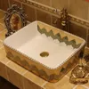 Porcelain Bathroom ceramic counter top sink Rectangular wash basin popular in europe art lavabo painting porcelain sinkgood qty Avlbv