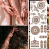 Temporary Tattoos 9Pcs Brown Henna for Women Tattoo Sticker Hand Body Art Moroccan Mehndi Design Fake Hena 230621