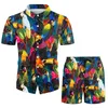 Herrspårar Parrot Animal Print Button Shirt Hawaii Shirts Shorts Two Piece Set Herrkläder Matchande Set Vacation Club Party Beachwear 230621