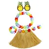 Fleurs décoratives jupe d'herbe hawaïenne avec guirlande de fleurs 30cm lunettes de soleil courtes ananas pour la plage fête faveurs décorations fournitures