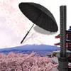 Umbrellas Creative Long Handle Large Windproof Samurai Sword Umbrella Japanese Ninja like Sun Rain Straight Automatic Open 230625