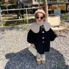 Jackets 2-8 Years Old Girls' Long Lapel Woolen Coat 2023 Autumn Winter Baby Korean Style Thick Princess Outerwear