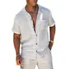 Herrspårar Summer Men Hawaiian Shirts Ställ in avslappnad fast färg Kort ärmskjorta Beach Shorts Fashion Mens 2 Piece Suits Ropa Hombre 230625