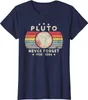 Herr t-shirts 2021 t shirt män sommar toppar tee tee shirt manlig aldrig glöm pluto skjorta retro stil rolig rymdvetenskap tshirt j230625