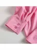 Blusas de mujer 2023 moda costura trasera decoración sólido suelto manga larga Vintage abotonado camisas femeninas Chic Tops